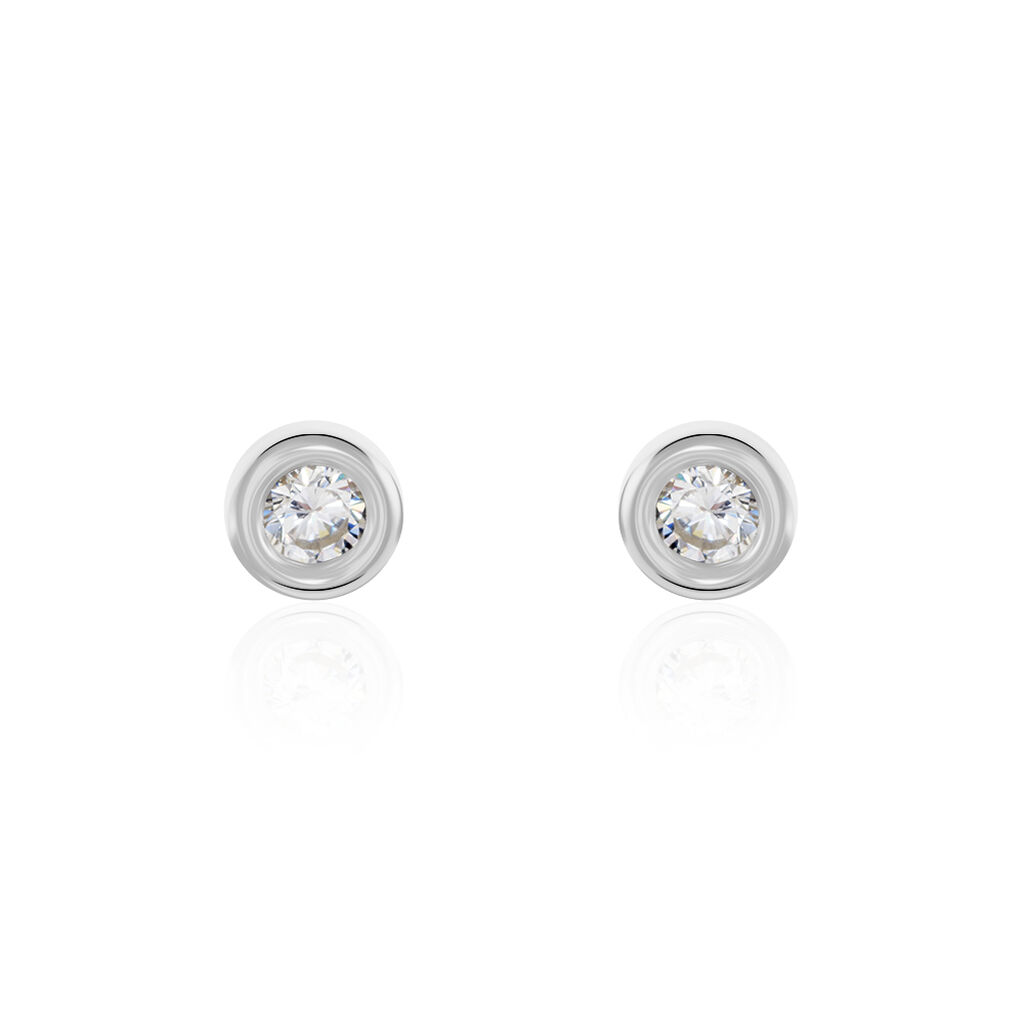 Boucles D'oreilles Puces Eden Serti Pneu Or Blanc Oxyde De Zirconium - Puces Femme | Marc Orian