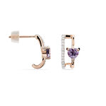Boucles D'oreilles Puces Or Rose Amethyste Et Diamant - Puces Femme | Marc Orian