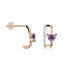 Boucles D'oreilles Puces Or Rose Amethyste Et Diamant - Puces Femme | Marc Orian