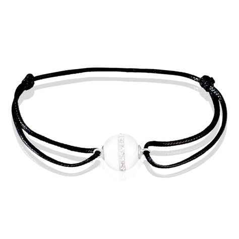 Bracelet Nina Cera Argent Blanc Céramique Et Strass - Bracelets cordons Femme | Marc Orian