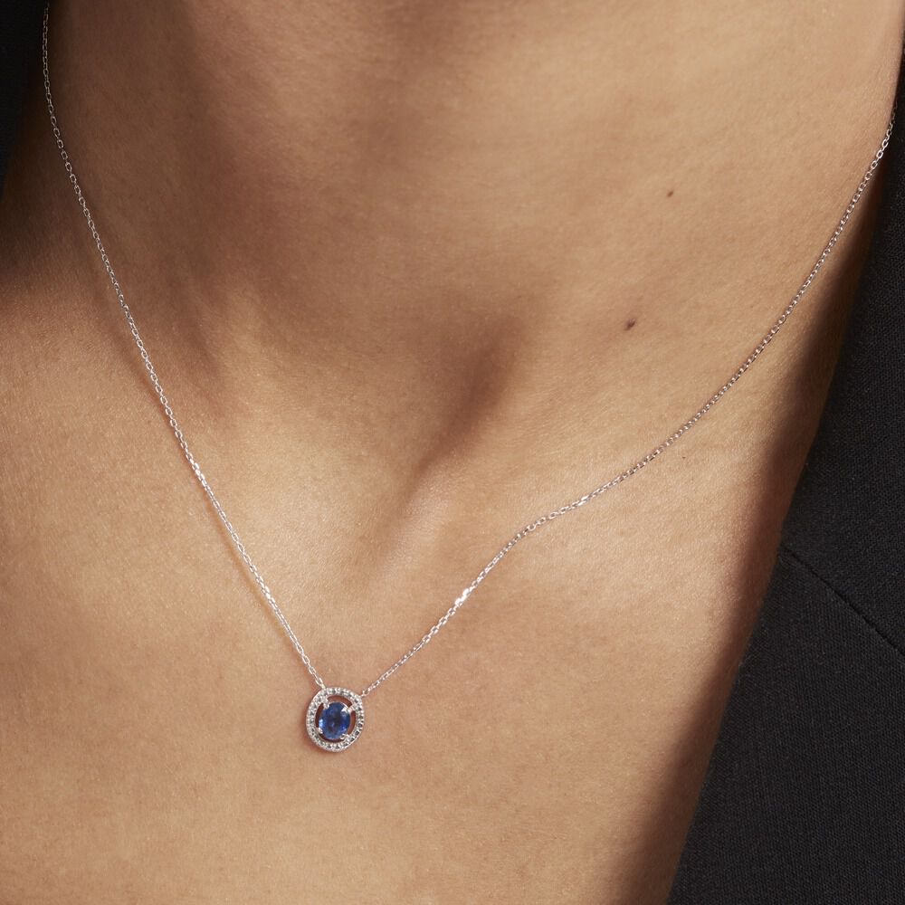 Collier Or Blanc Serenity Saphir - Colliers avec pierres Femme | Marc Orian