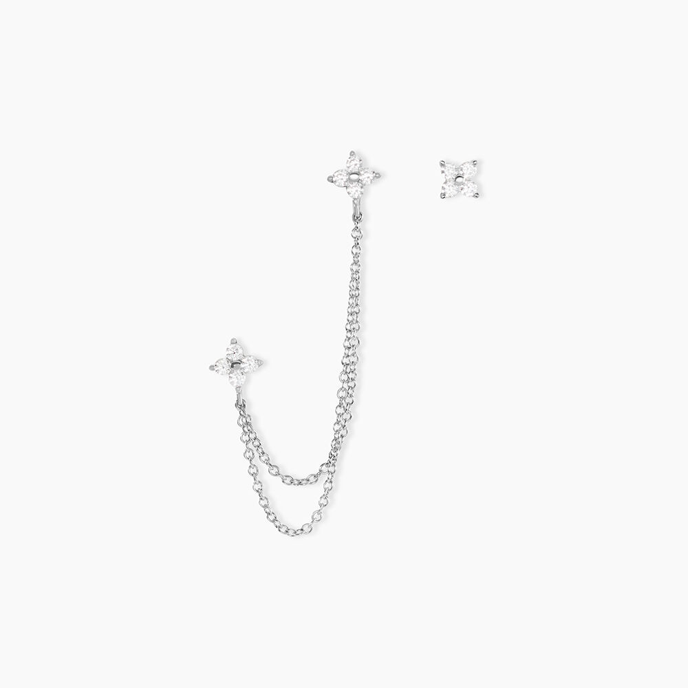 Boucles D'oreilles D&eacute;pareill&eacute;es June Argent Blanc Oxyde De Zirconium - Bijoux fantaisie Femme | Marc Orian