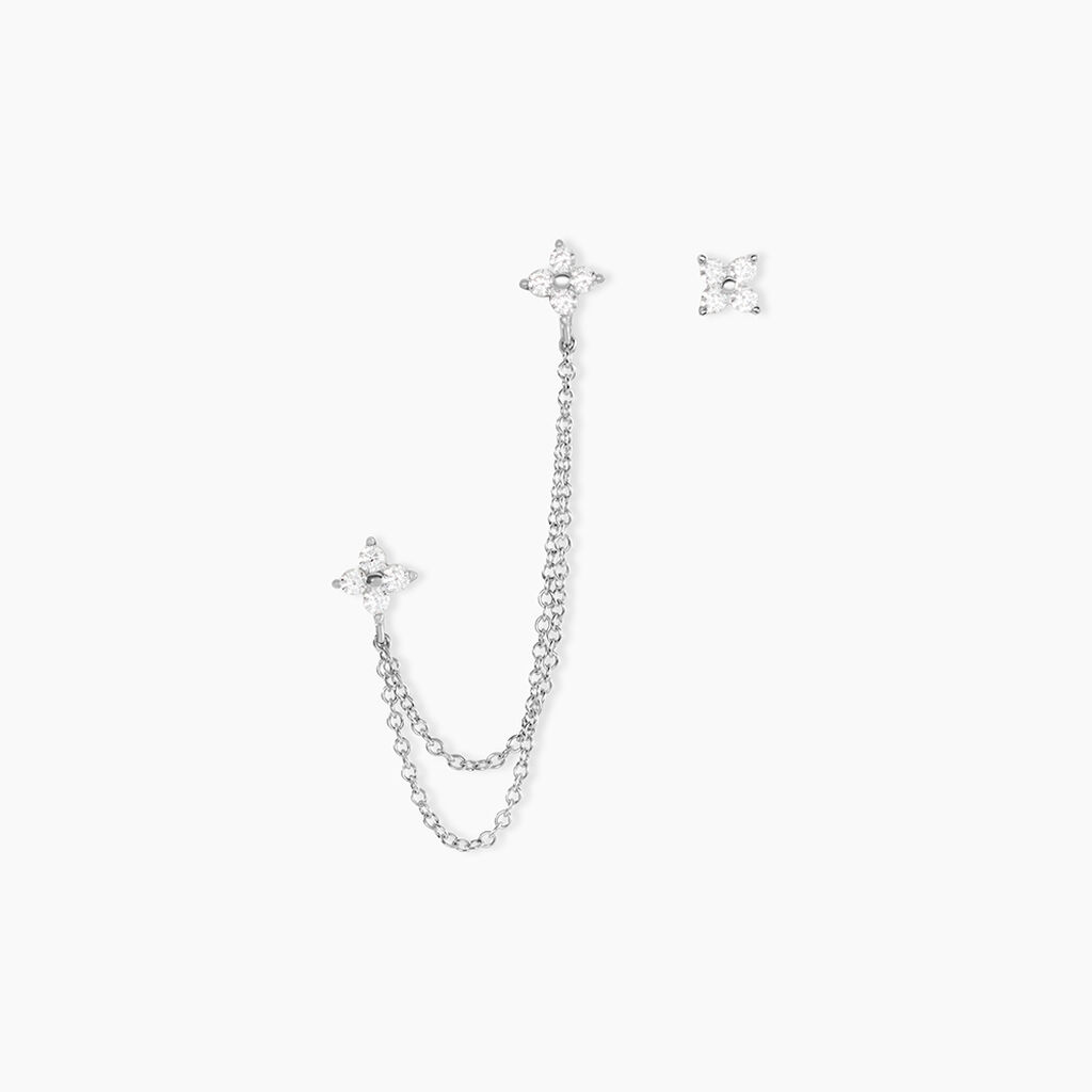 Boucles D'oreilles D&eacute;pareill&eacute;es June Argent Blanc Oxyde De Zirconium - Bijoux fantaisie Femme | Marc Orian