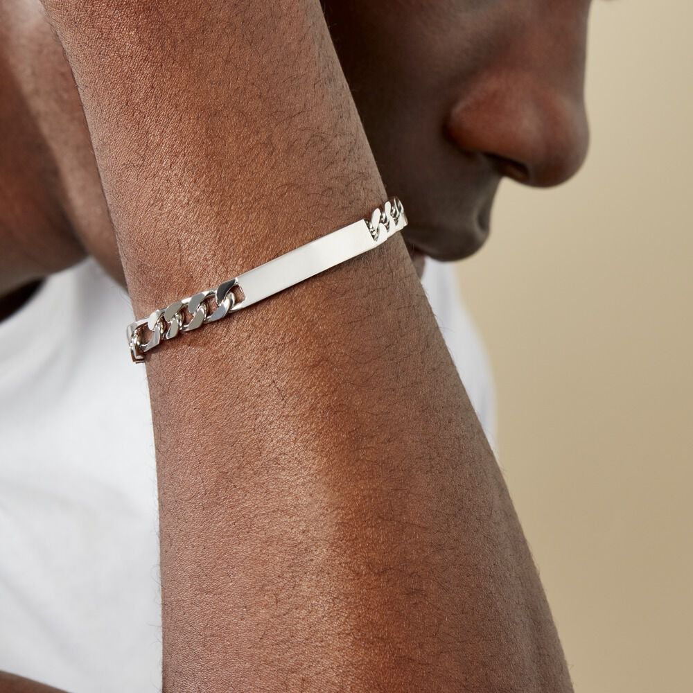 Bracelet Identité Vivian Argent Blanc - Gourmettes Homme | Marc Orian