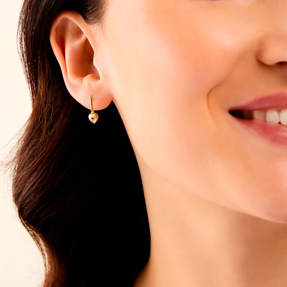 Boucles D'Oreilles Pendantes Benesh Argent Dor&eacute; A L'Or 750/1000 Am&eacute;thyste - Pendantes Femme | Marc Orian