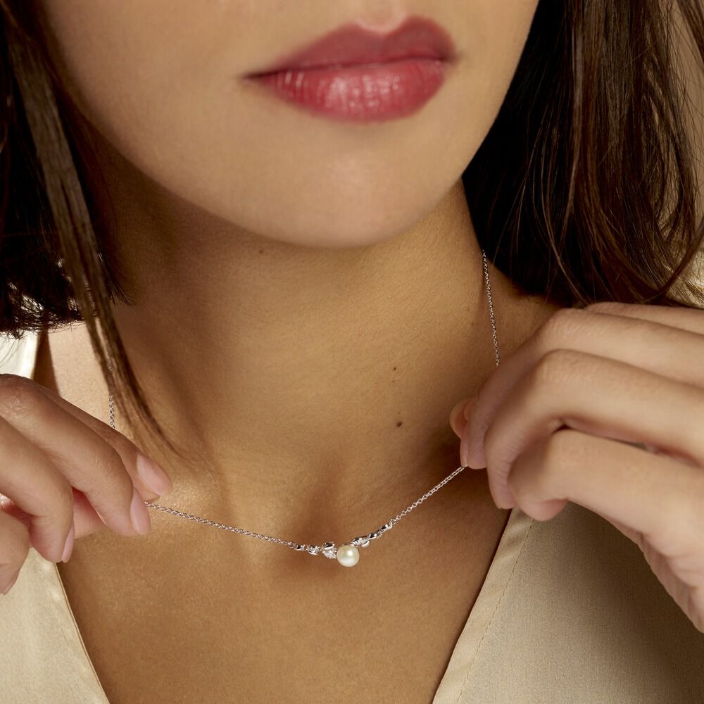 Collier Giambattista Argent Blanc Perle De Culture Oxyde De Zirconium - Colliers avec pierres Femme | Marc Orian