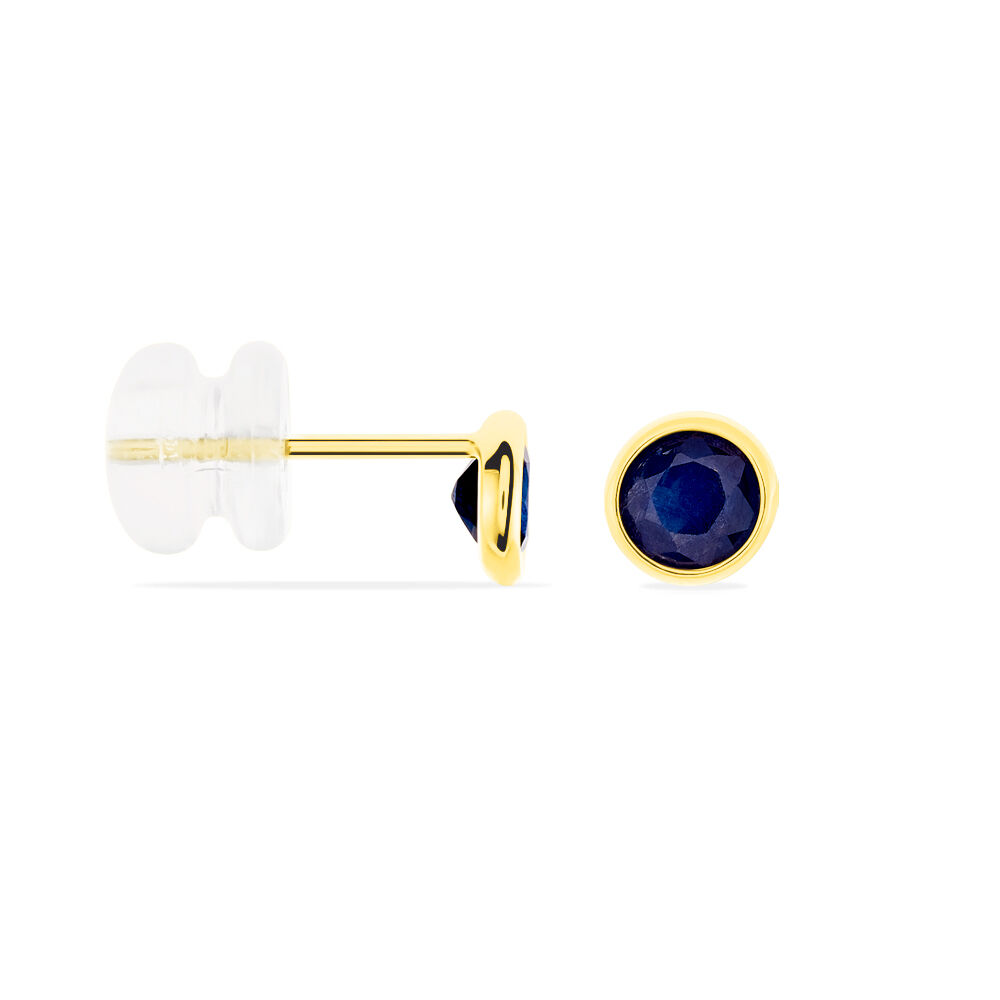 Boucles D'oreilles Puces Edy Serti Clos Or Jaune Saphir - Puces Femme | Marc Orian