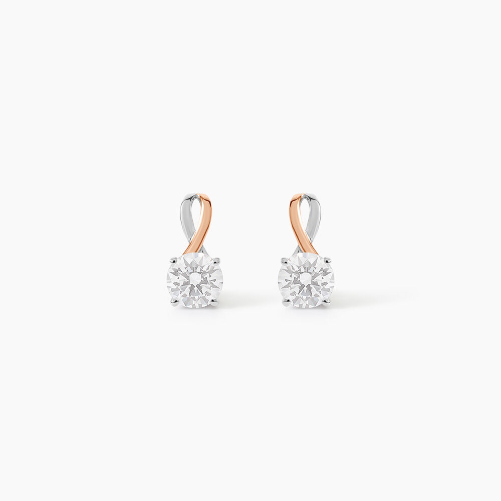 Boucles D'oreilles Pendantes Micheline Or Bicolore Oxyde De Zirconium - Pendantes Femme | Marc Orian