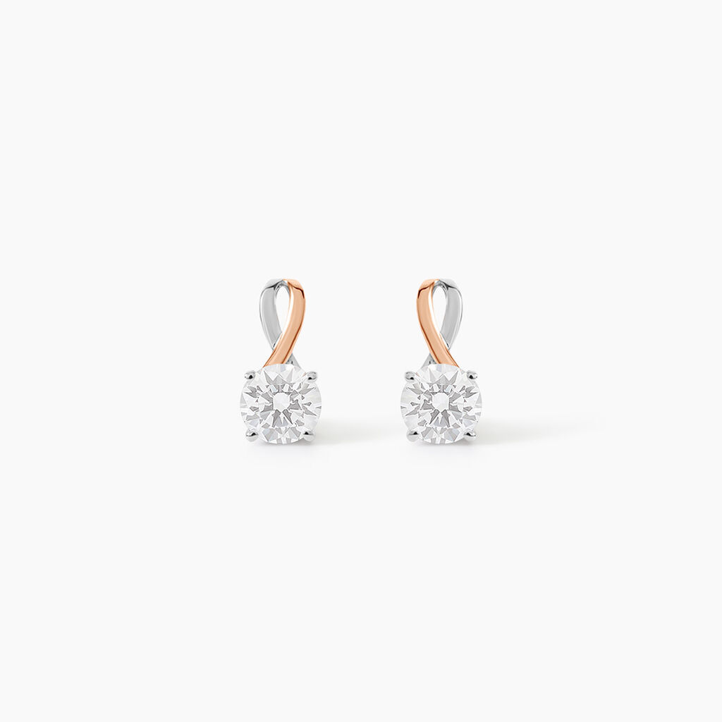 Boucles D'oreilles Pendantes Micheline Or Bicolore Oxyde De Zirconium - Pendantes Femme | Marc Orian