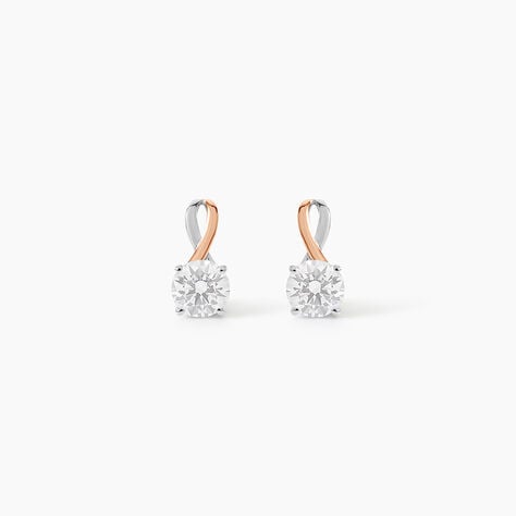 Boucles D'oreilles Pendantes Micheline Or Bicolore Oxyde De Zirconium - Pendantes Femme | Marc Orian