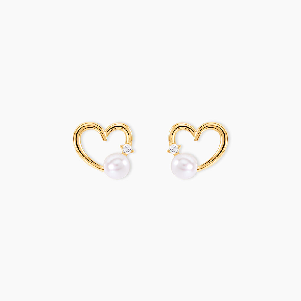 Boucles D'oreilles Puces Or Jaune Fergus Perle De Culture Oxyde - Boucles d'oreilles mariage Femme | Marc Orian