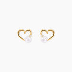Boucles D'oreilles Puces Or Jaune Fergus Perle De Culture Oxyde - Boucles d'oreilles mariage Femme | Marc Orian