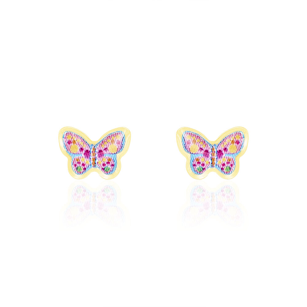 Boucles D'oreilles Puces Sulivia Papillon Or Jaune - Puces Enfant | Marc Orian
