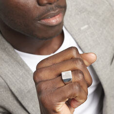 Chevalière Nataniel Argent Blanc Oxyde De Zirconium - Chevalières Homme | Marc Orian