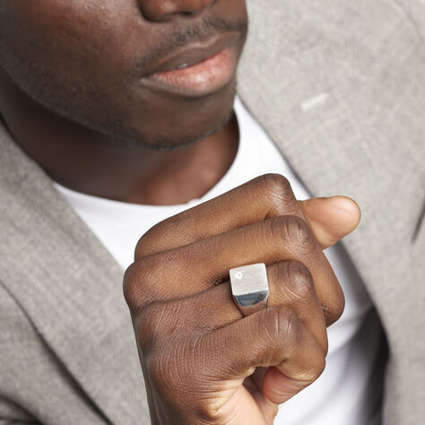 Chevalière Nataniel Argent Blanc Oxyde De Zirconium - Chevalières Homme | Marc Orian