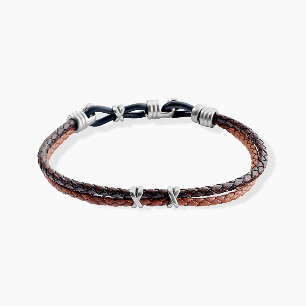 Bracelet Jourdan Colibri Acier Marron - Bracelets cuir Homme | Marc Orian