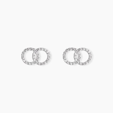Boucles D'oreilles Puces Iwa Argent Blanc Oxyde De Zirconium - Puces Femme | Marc Orian