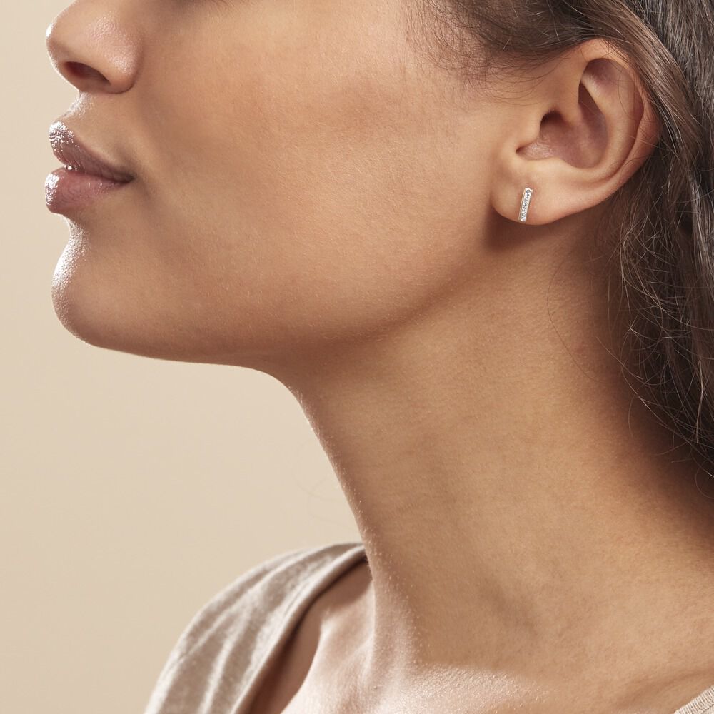 Boucles D'oreilles Puces Youssa Barrettes Or Jaune Strass - Puces Femme | Marc Orian