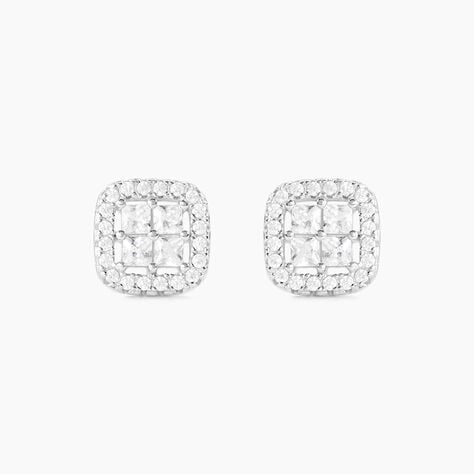 Boucles D'oreilles Puces Justina Argent Blanc Oxyde De Zirconium - Puces Femme | Marc Orian
