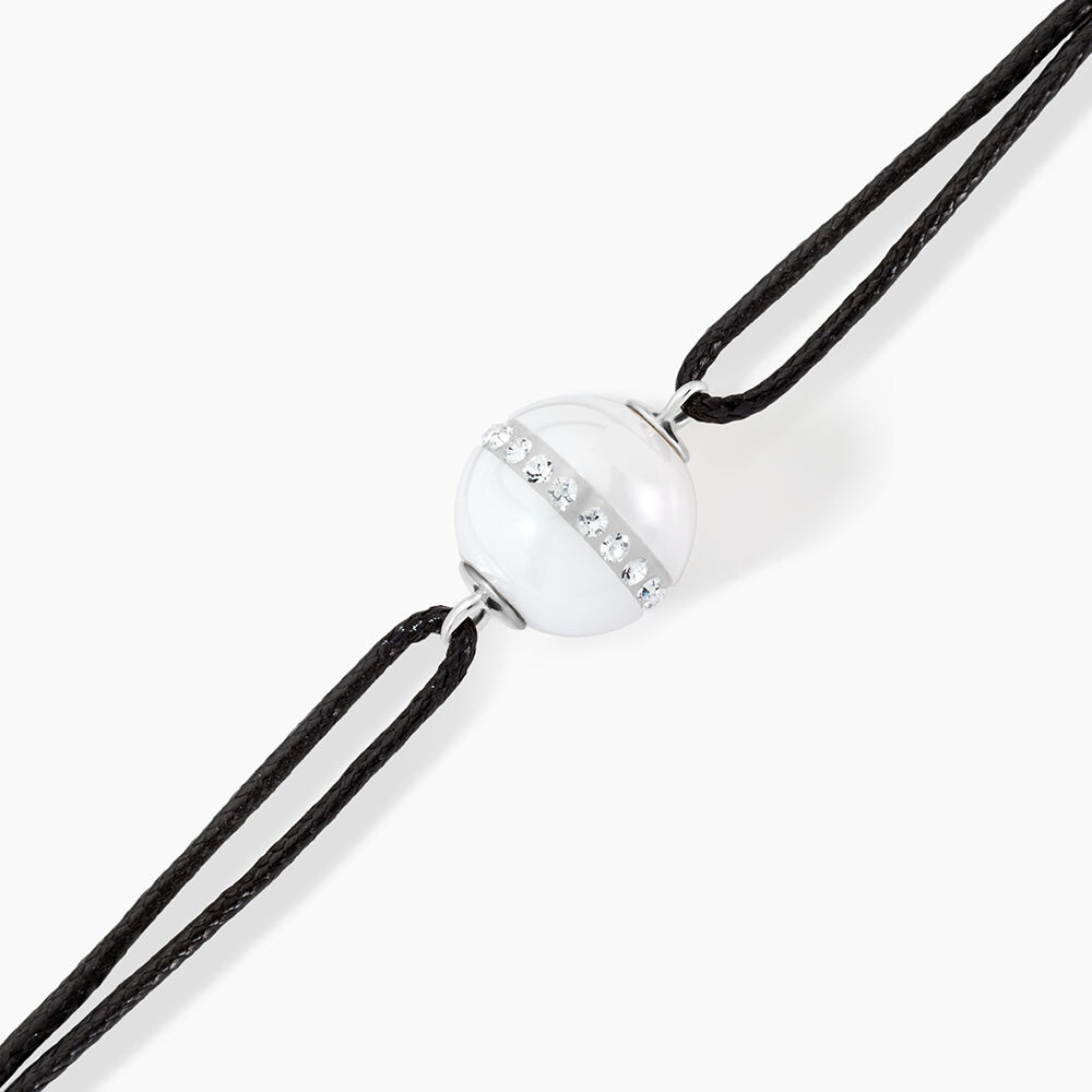 Bracelet Nina Cera Argent Blanc C&eacute;ramique Et Strass - Bracelets cordons Femme | Marc Orian