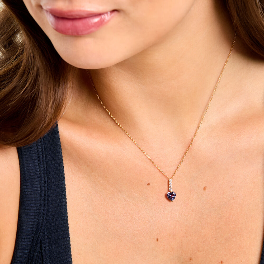 Collier Fany Argent Dor&eacute; A L'Or 750/1000 Am&eacute;thyste Oxyde De Zirconium - Colliers avec pierres Femme | Marc Orian