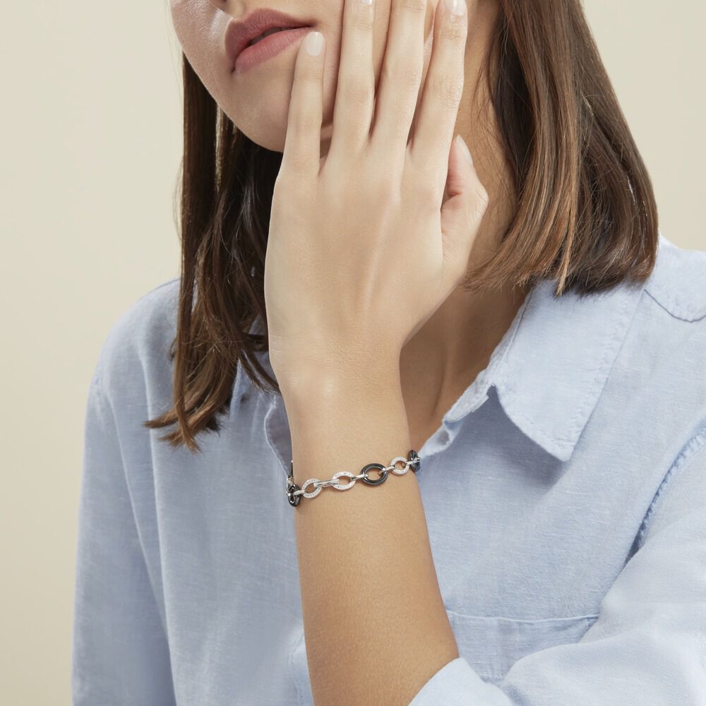 Bracelet Nowell Argent Blanc Oxyde De Zirconium Et C&eacute;ramique - Bracelets cha&icirc;nes Femme | Marc Orian