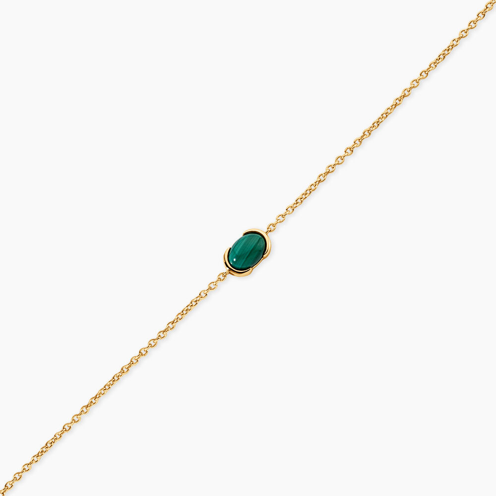 Bracelet Nymphe Argent Dor&eacute; A L'Or 750/1000 Malachite - Bracelets cha&icirc;nes Femme | Marc Orian