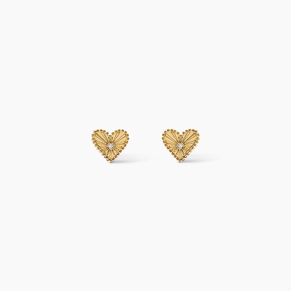 Boucles D'Oreilles Puces Pearl Argent Dor&eacute; A L'Or 750/1000 Oxyde De Zirconium - Puces Femme | Marc Orian