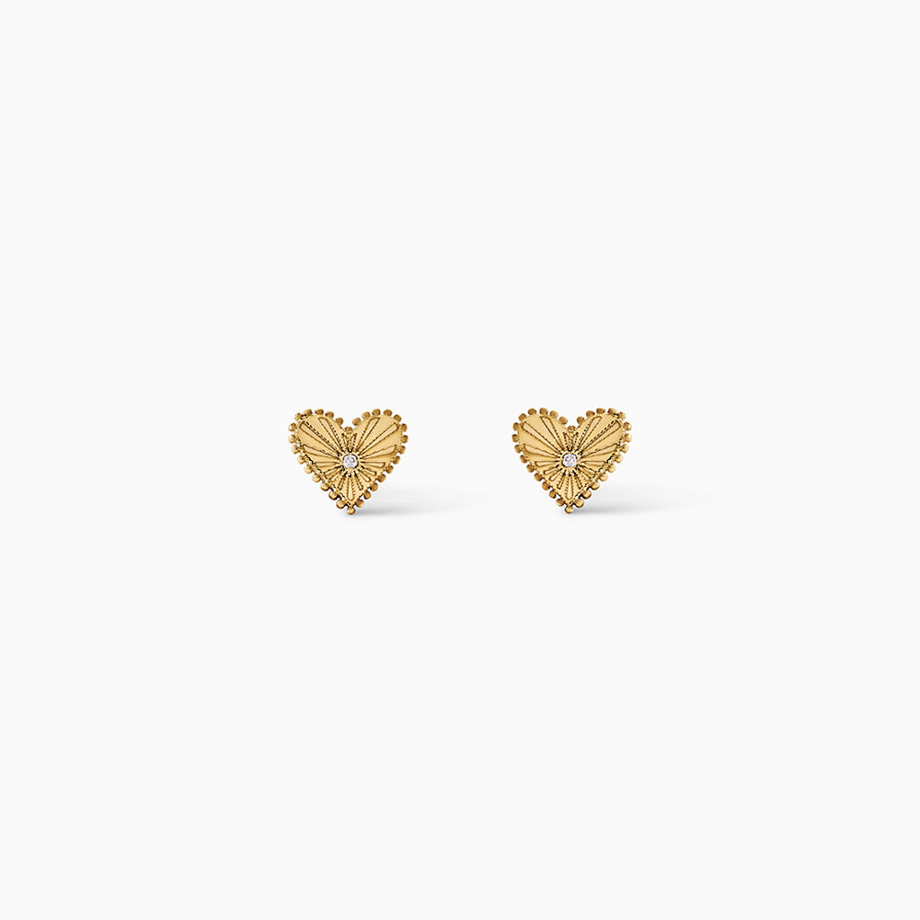 Boucles D'Oreilles Puces Pearl Argent Dor&eacute; A L'Or 750/1000 Oxyde De Zirconium - Puces Femme | Marc Orian
