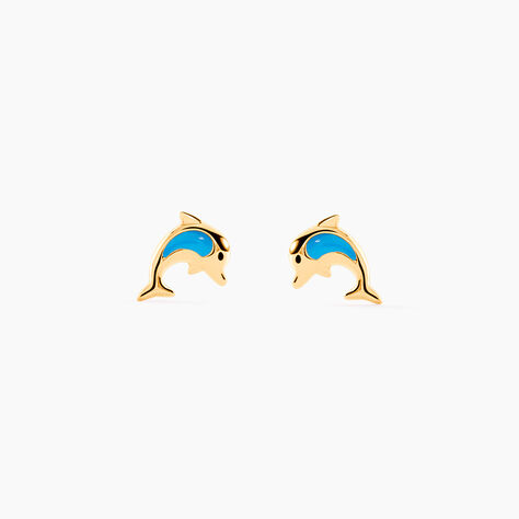 Boucles D'oreilles Puces Flip Dauphin Or Jaune - Puces Enfant | Marc Orian