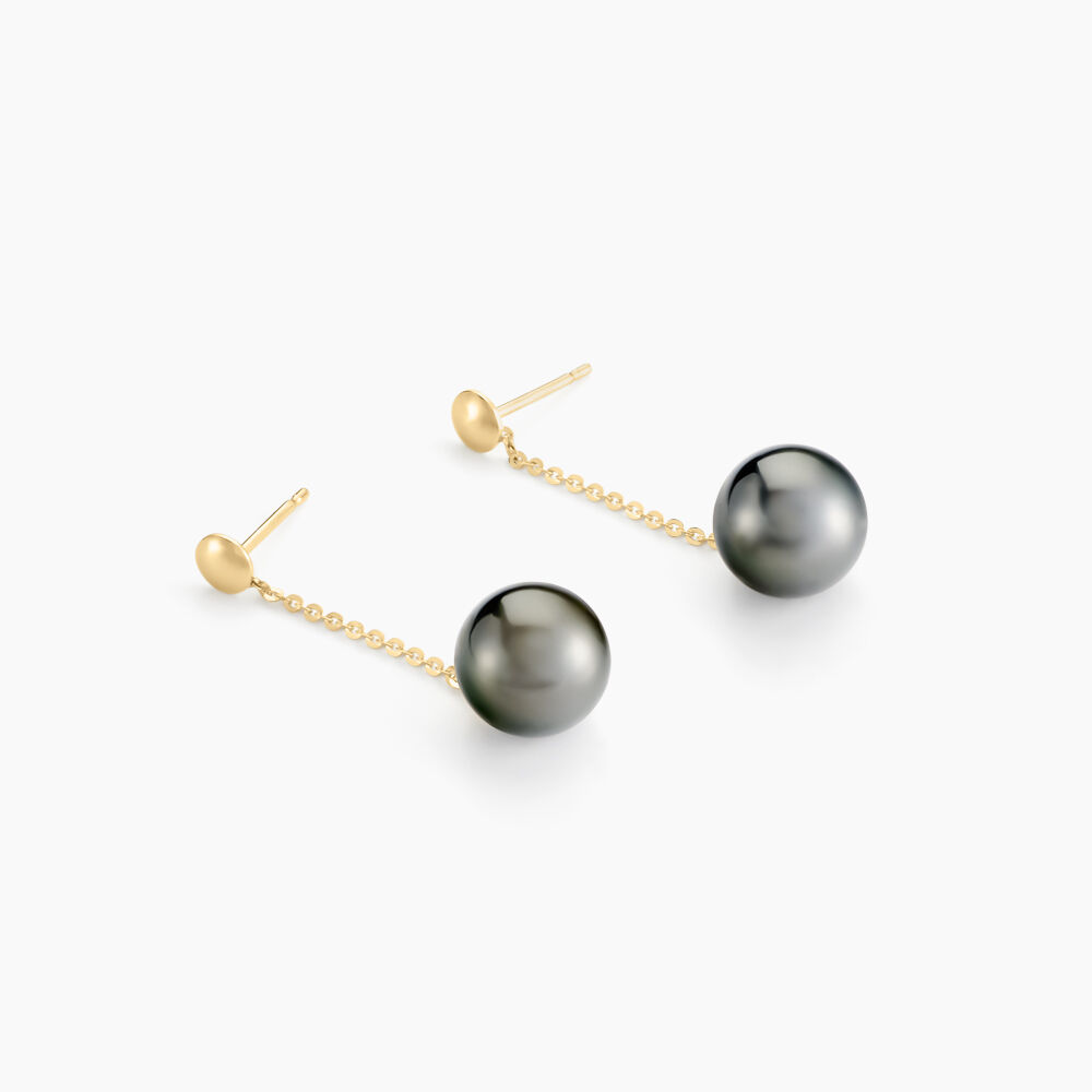 Boucles D'oreilles Puces Marie-noela Or Jaune Perle De Tahiti - Pendantes Femme | Marc Orian