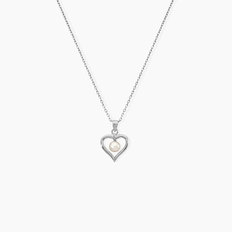 Collier Ainhoa Maille For&ccedil;at Argent Blanc Perle De Culture - Colliers avec pierres Femme | Marc Orian
