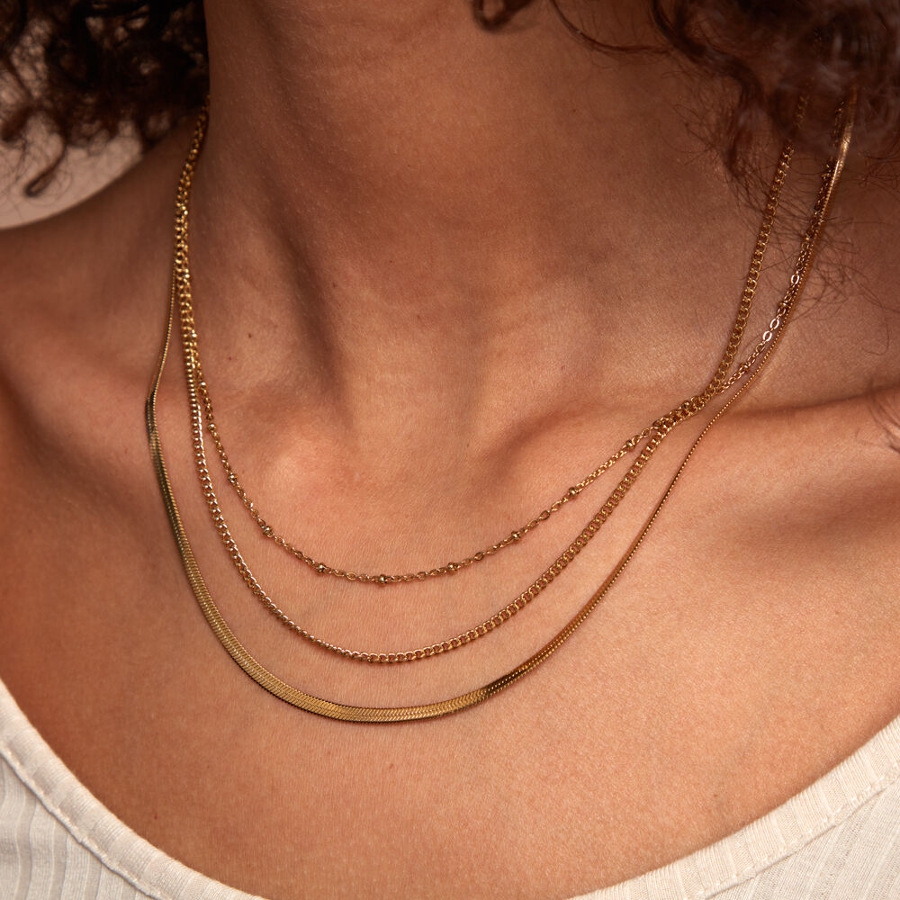 Collier Golden Liana Acier Jaune - Colliers multirangs Femme | Marc Orian