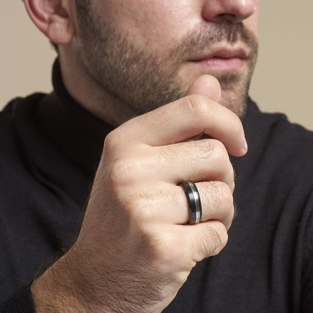 Bague Baldev Acier Bicolore - Bagues grosses Homme | Marc Orian