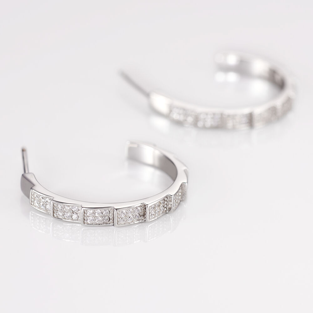 Créoles Nevada Rondes Argent Blanc Oxyde De Zirconium - Créoles Femme | Marc Orian