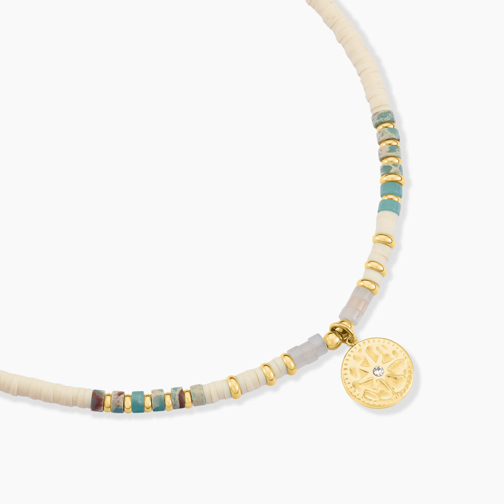 Collier Acier Doré Turquoise Aventurine - Colliers avec pierres Femme | Marc Orian