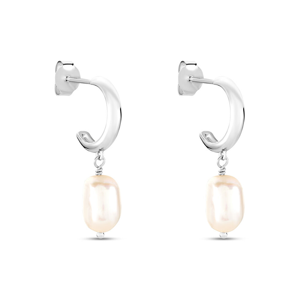 Créoles Petia Argent Blanc Perle De Culture - Créoles Femme | Marc Orian