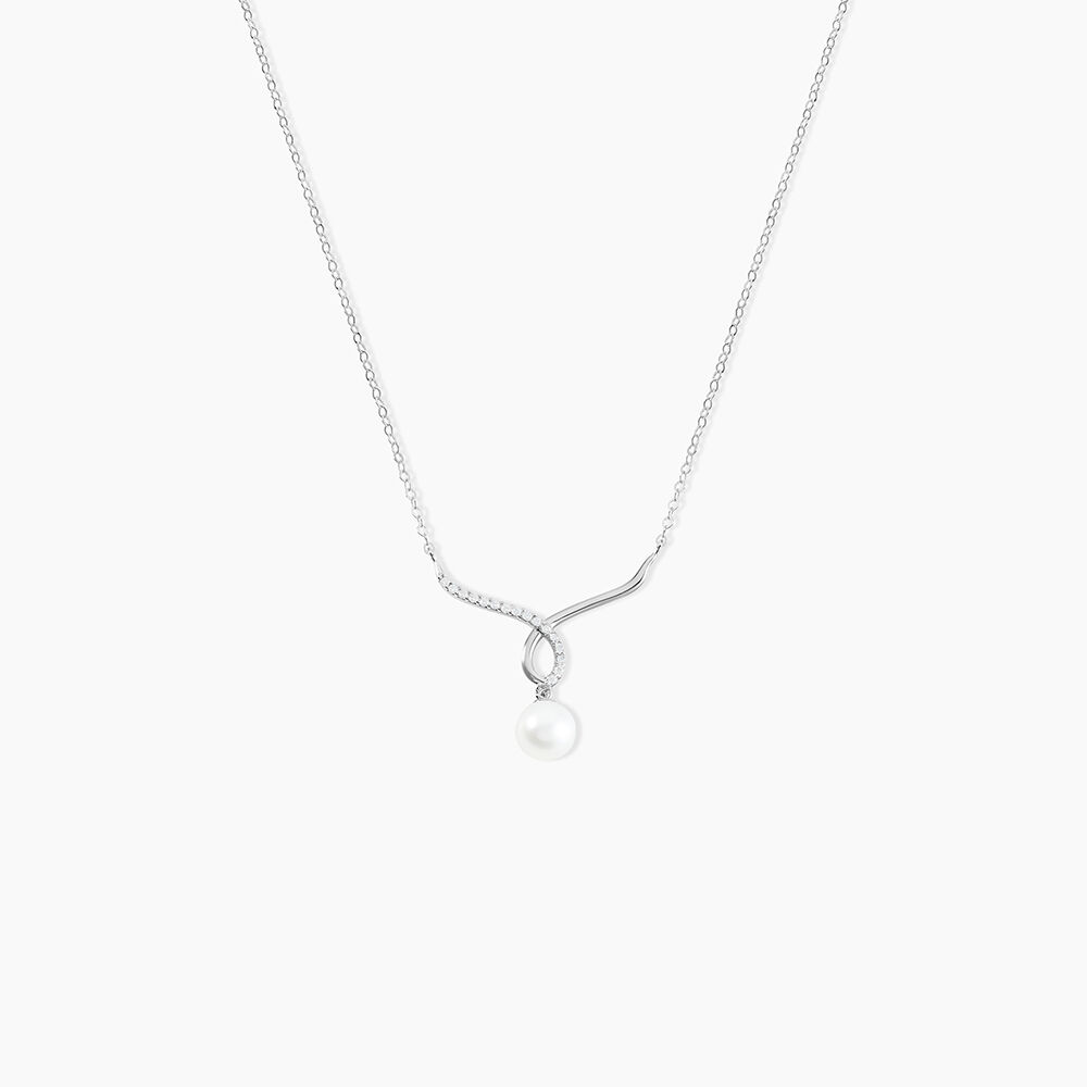 Collier Or Blanc Proximae Perle De Culture Oxydes De Zirconium - Colliers avec pierres Femme | Marc Orian