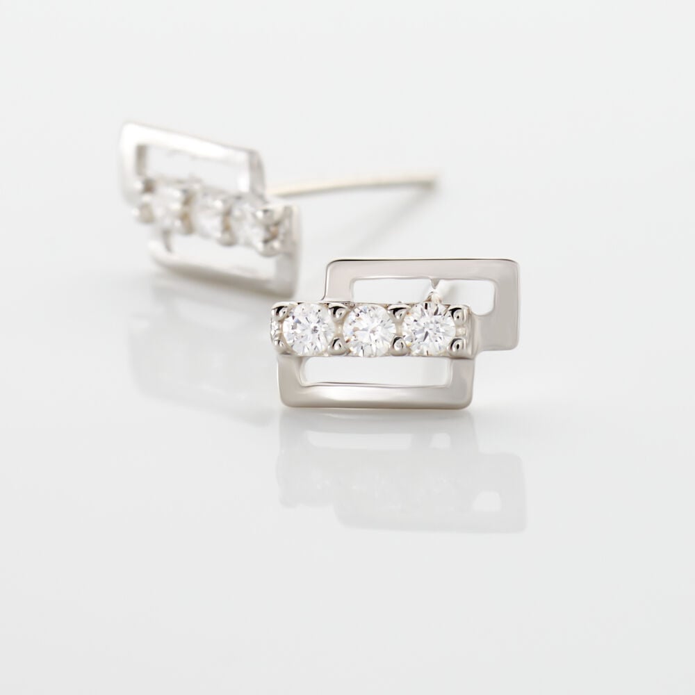 Boucles D'oreilles Puces Youssa Barrettes Or Blanc Oxyde De Zirconium - Puces Femme | Marc Orian
