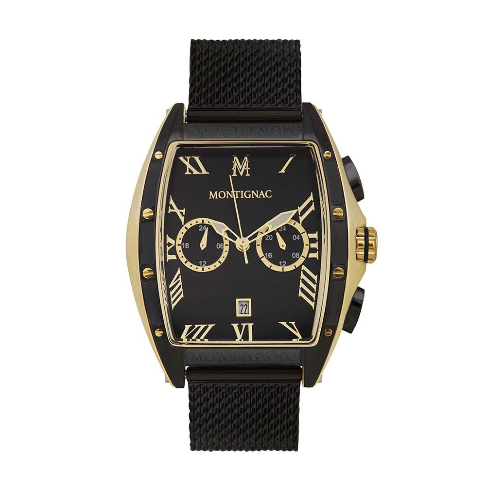 Montre Montignac Tonneau Chrono Noir - Montres étanches Homme | Marc Orian