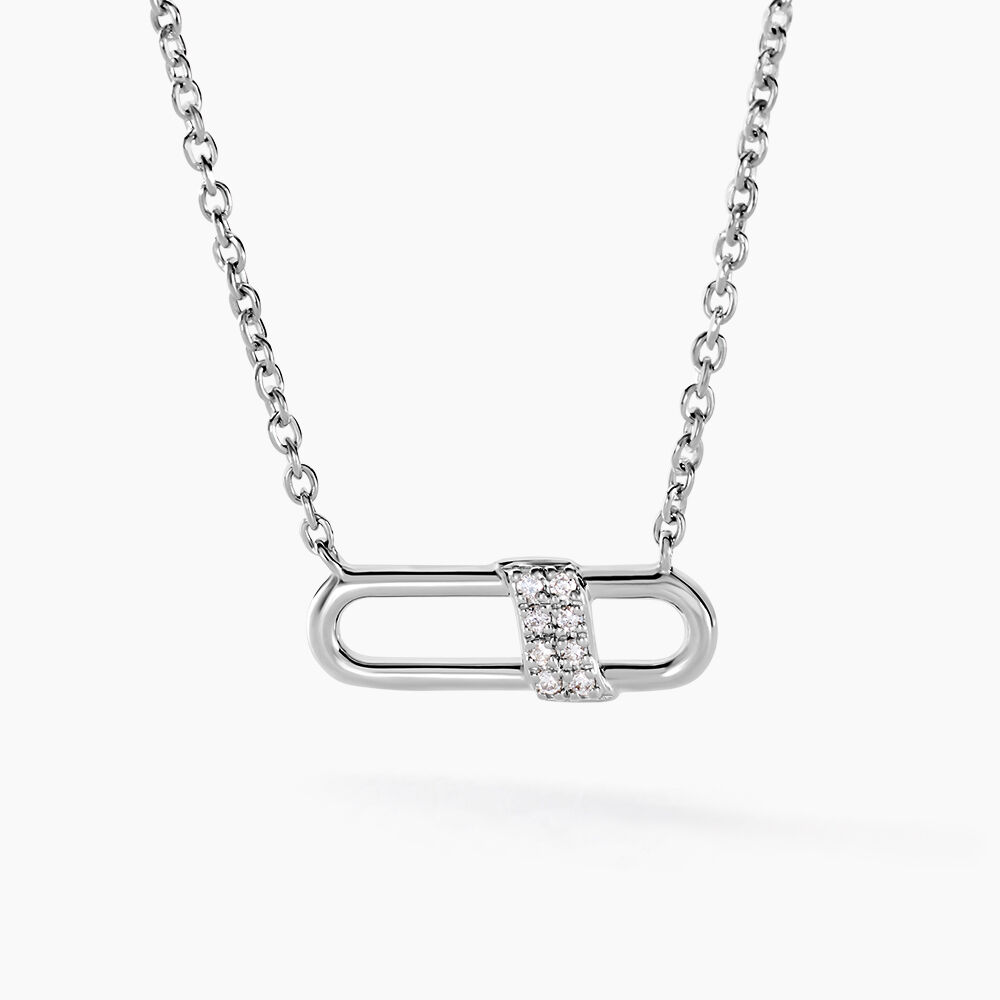 Collier Olimpia Argent Blanc Diamant Synth&eacute;tique - Colliers avec pierres Femme | Marc Orian