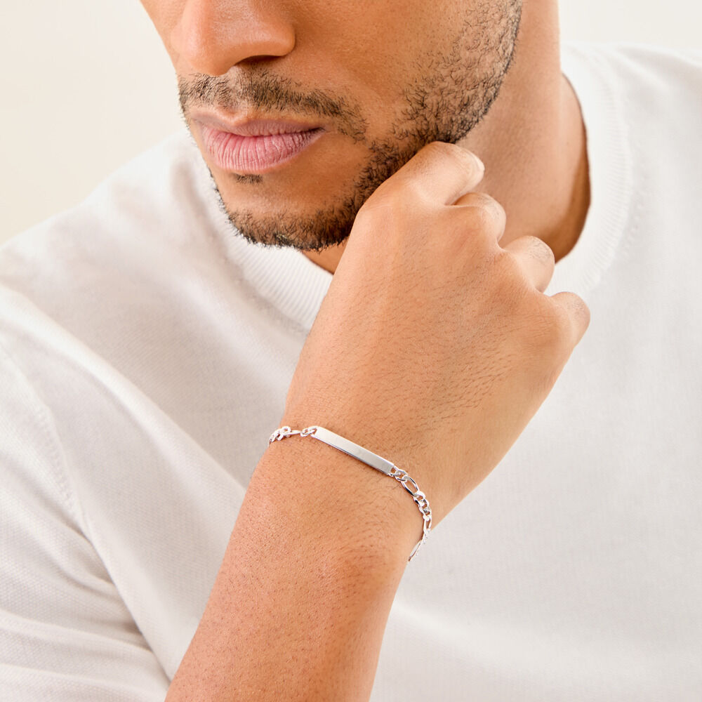 Bracelet Identit&eacute; Argent Blanc Vivian - Gourmettes Homme | Marc Orian