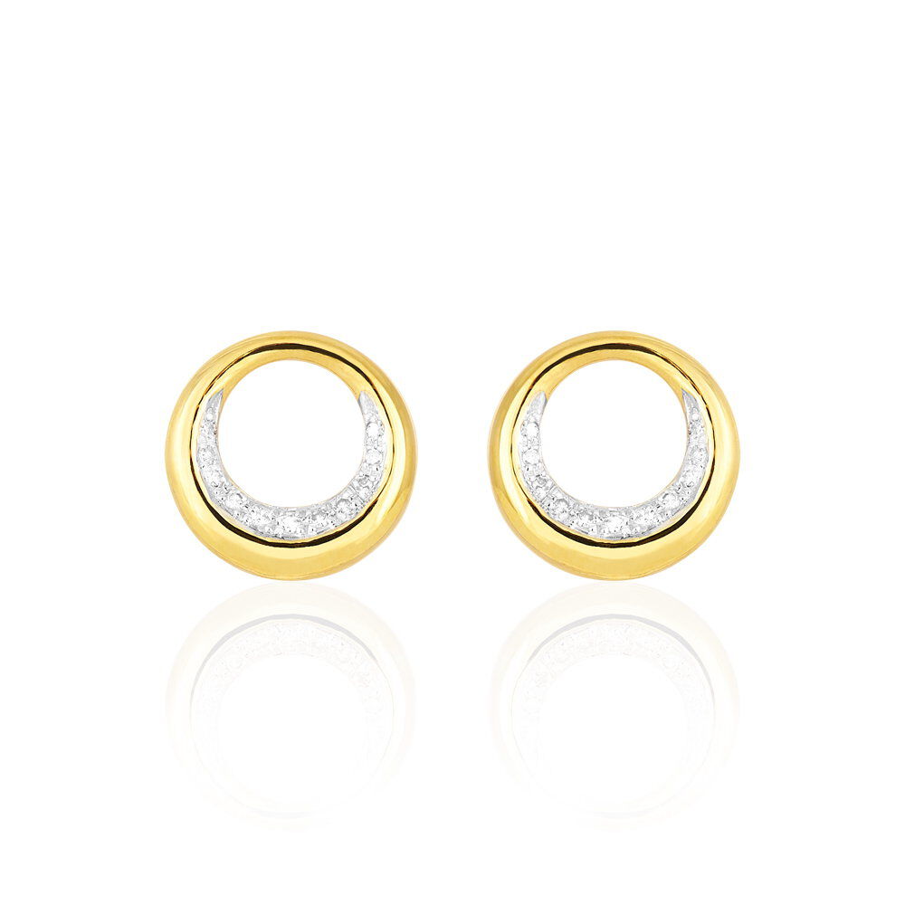 Boucles D'oreilles Puces Batoul Or Jaune Diamant - Puces Femme | Marc Orian