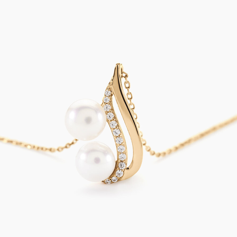 Collier Loeva Or Jaune Perle De Culture Et Oxyde De Zirconium - Colliers avec pierres Femme | Marc Orian