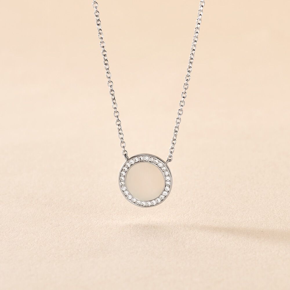 Collier Nawala Argent Blanc Oxyde De Zirconium Et Nacre - Colliers avec pierres Femme | Marc Orian
