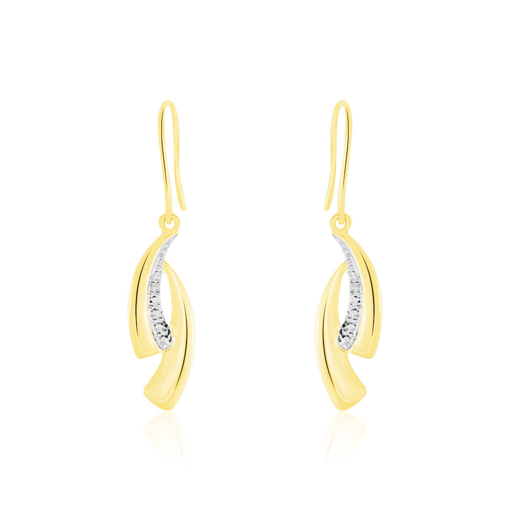 Boucles D'oreilles Pendantes Aube Or Bicolore Diamant - Pendantes Femme | Marc Orian