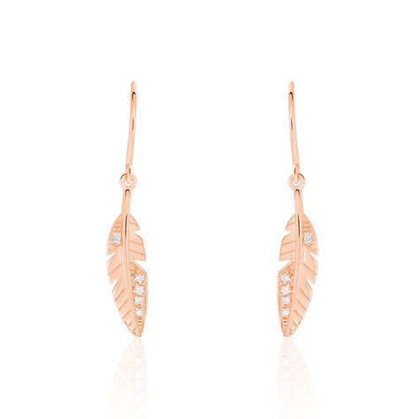 Boucles D'oreilles Pendantes Clodie Or Rose Diamant - Pendantes Femme | Marc Orian