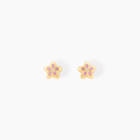 Boucles D'oreilles Puces Fleur Email Or Jaune - Puces Enfant | Marc Orian