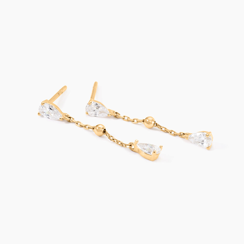 Boucles D'Oreilles Pendantes Sya Plaqué Or Jaune Oxyde De Zirconium - Pendantes Femme | Marc Orian
