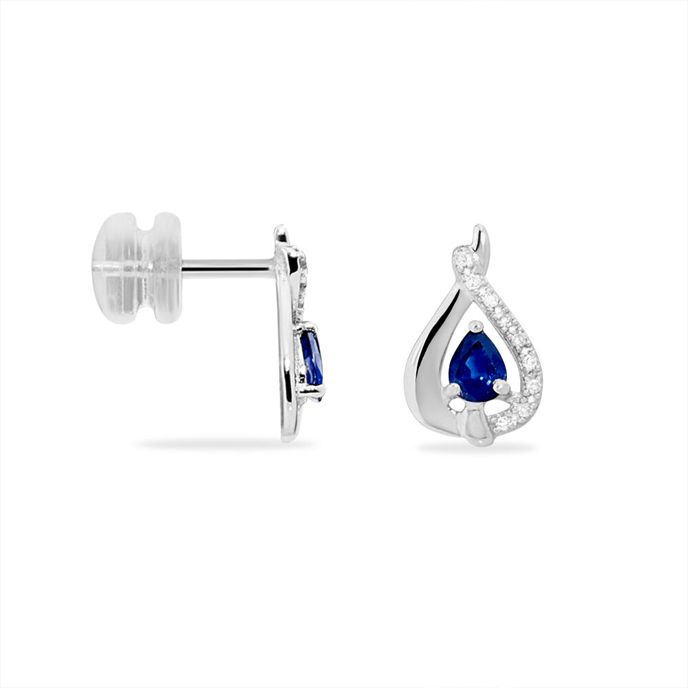Boucles D'oreilles Puces Boucla Or Blanc Saphir Et Diamant - Puces Femme | Marc Orian